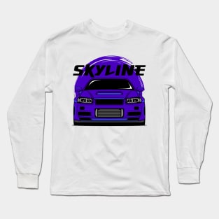 Midnight Purple Skyline R34 Long Sleeve T-Shirt